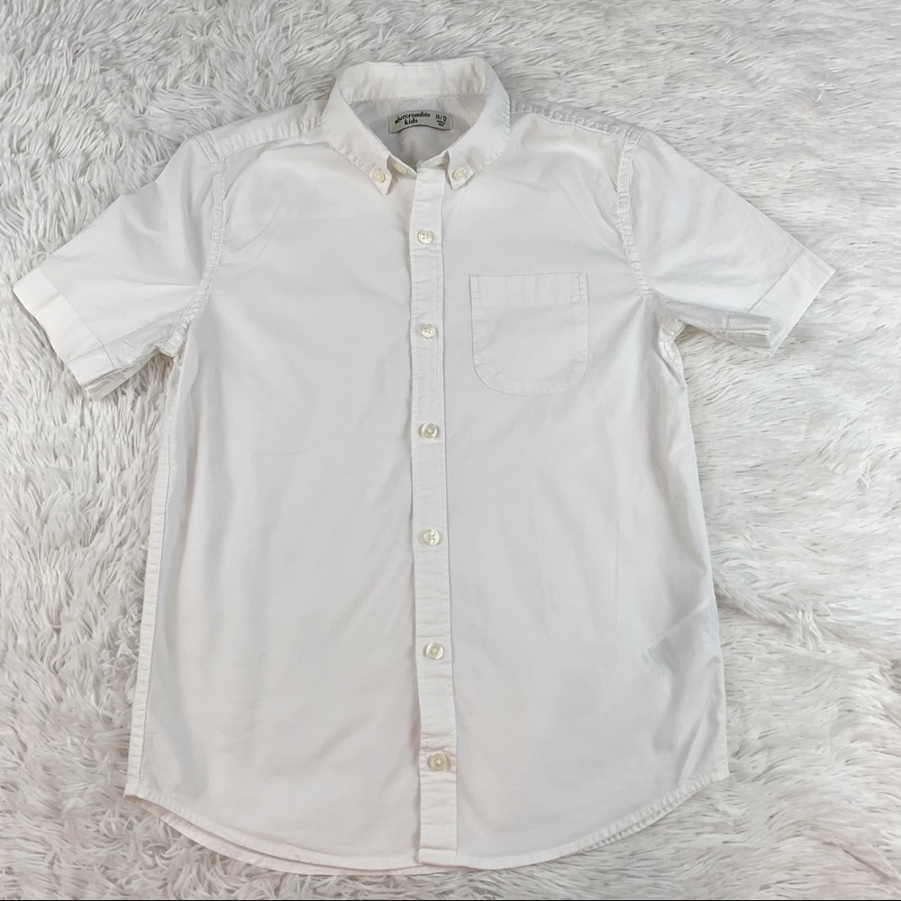 abercrombie kids boy's 11/12 short sleeve white button up shirt